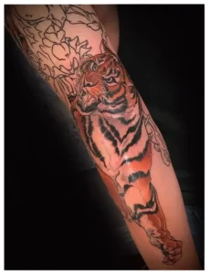 Japanese Tiger Leg Tattoo